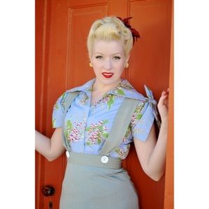 NudeeDudee 1930s Style Tie Blouse Size M